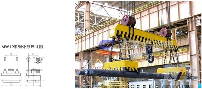 MW12系列、MW15系列吊運捆扎螺紋鋼、圓鋼用起重電磁鐵